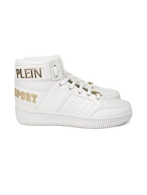 Philipp Plein Sport High Top Sneakers White Gold Logo DIPS992 EU 40 | NWB